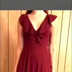 🆕Lulu's XS👗colorRed💄zigzag tie back cap sleeves